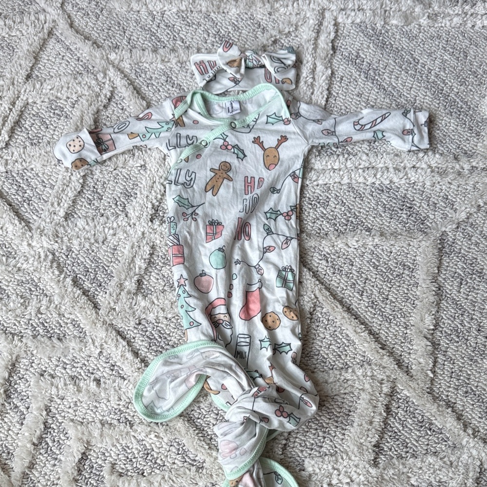 Newborn Copper Pearl Holiday Newborn Onesie with Headband